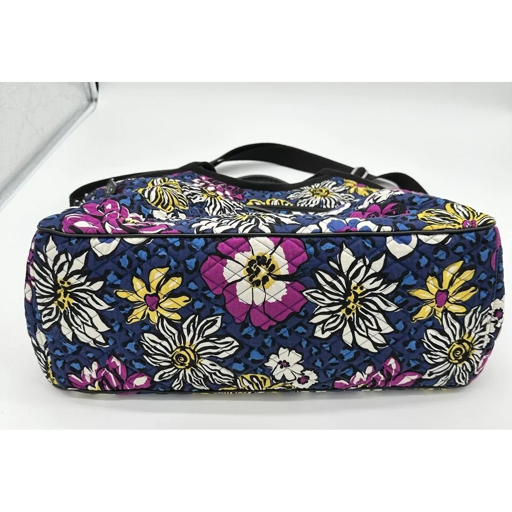 Vera Bradley‎ African Violet Floral Leopard Quilted Cotton Tote Crossbody Bag